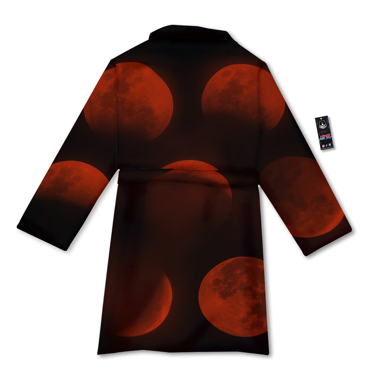 Lunar Phase Blood Moon Print Bathrobe-grizzshop