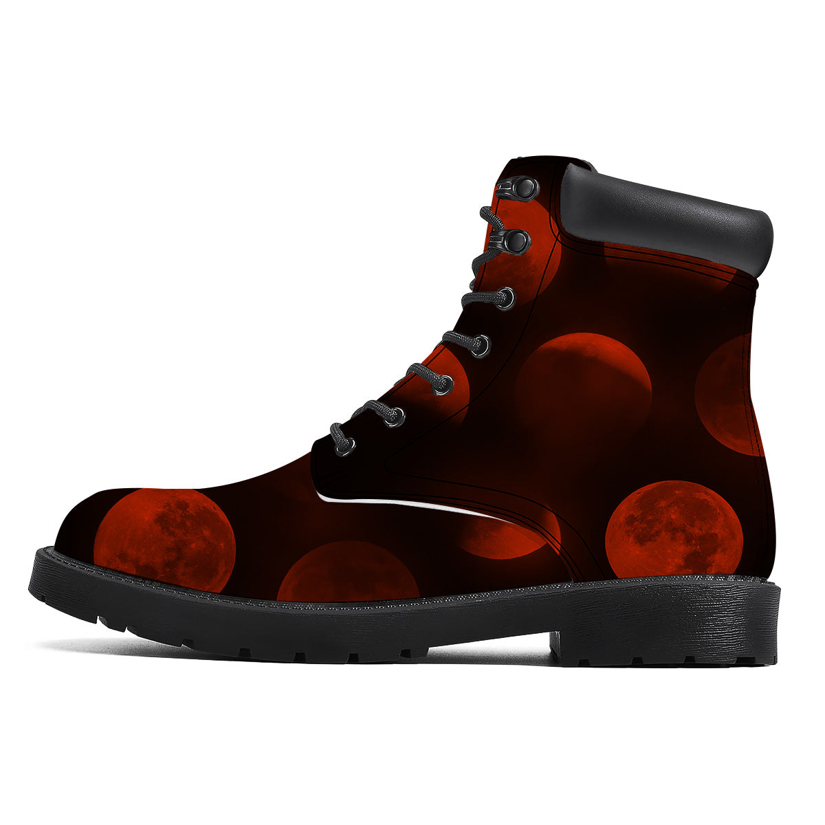 Lunar Phase Blood Moon Print Boots-grizzshop