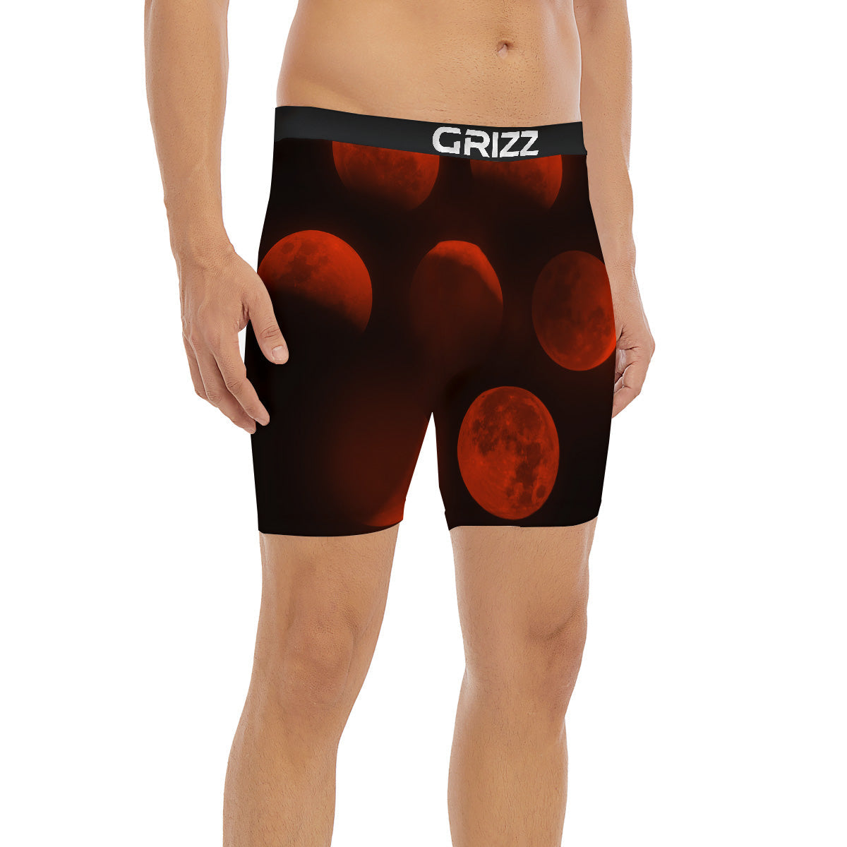 Lunar Phase Blood Moon Print Boxer Briefs-grizzshop