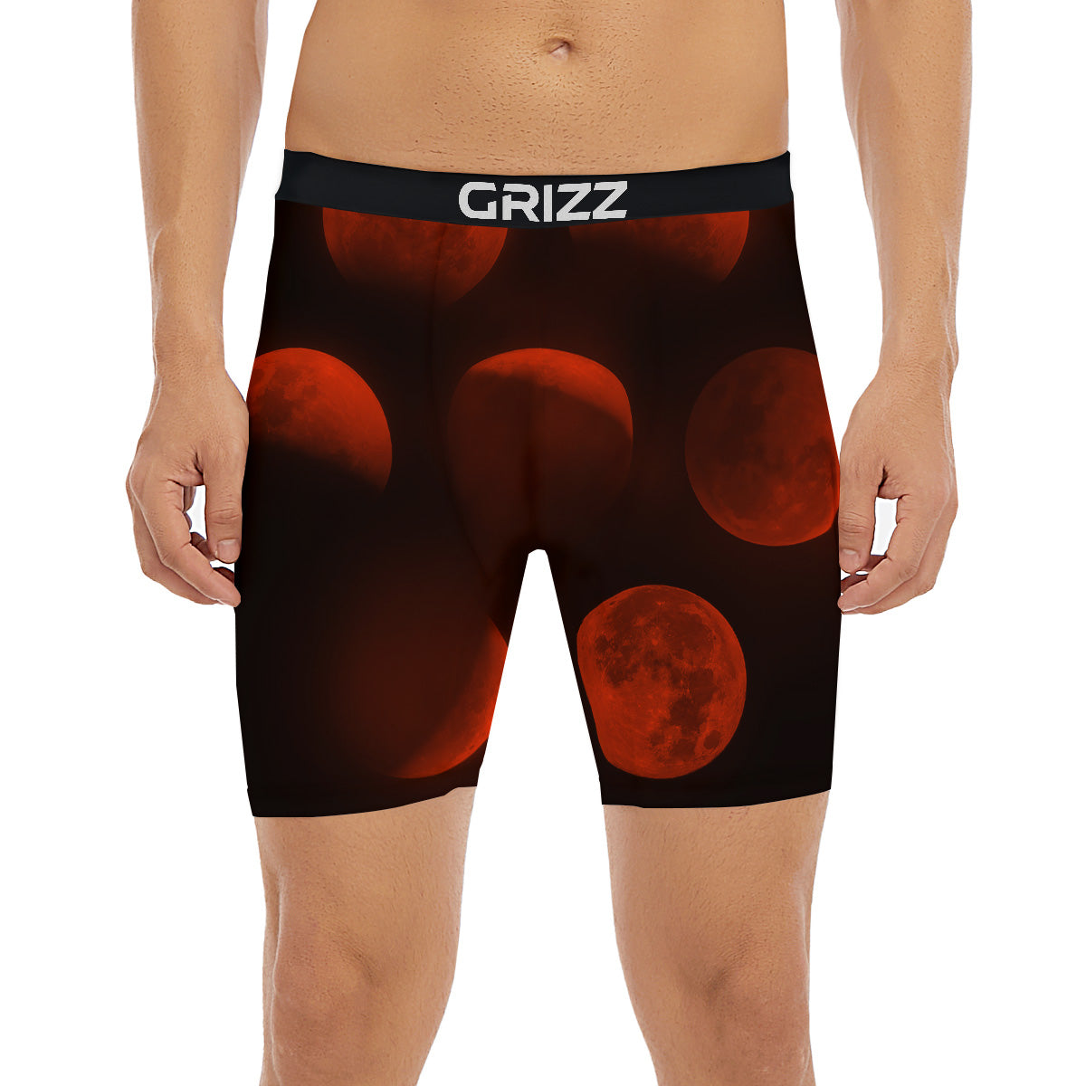Lunar Phase Blood Moon Print Boxer Briefs-grizzshop