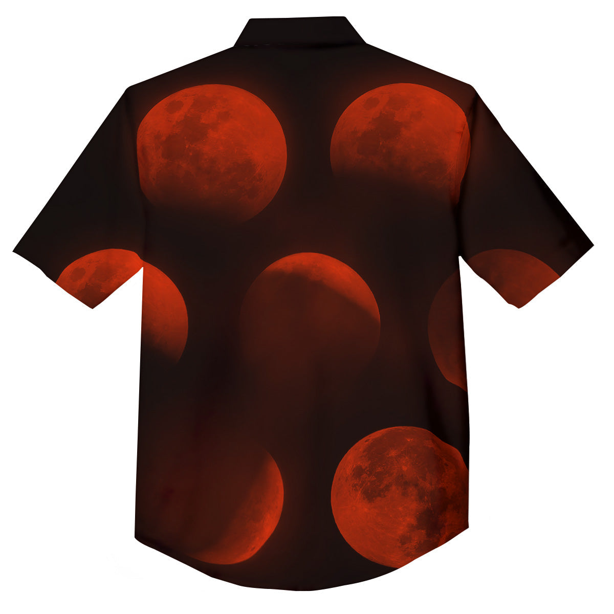 Lunar Phase Blood Moon Print Button Up Shirt-grizzshop