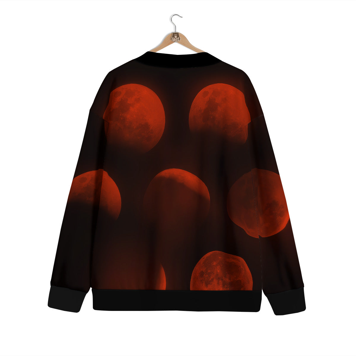 Lunar Phase Blood Moon Print Cardigan-grizzshop