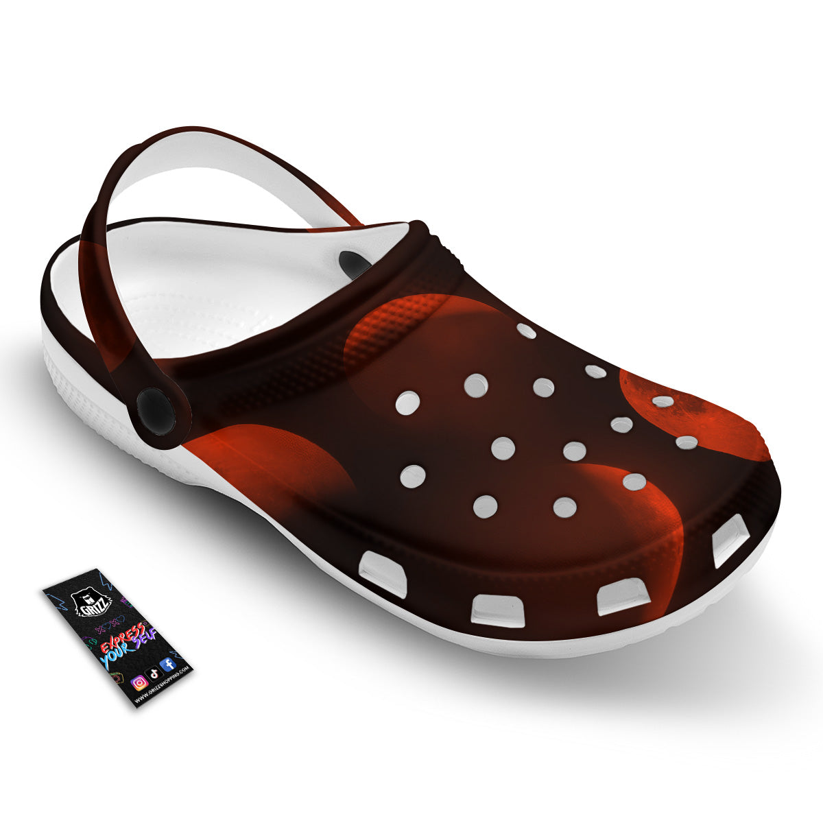 Lunar Phase Blood Moon Print Clog-grizzshop