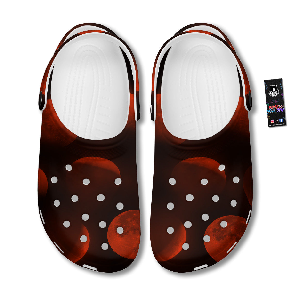 Lunar Phase Blood Moon Print Clog-grizzshop