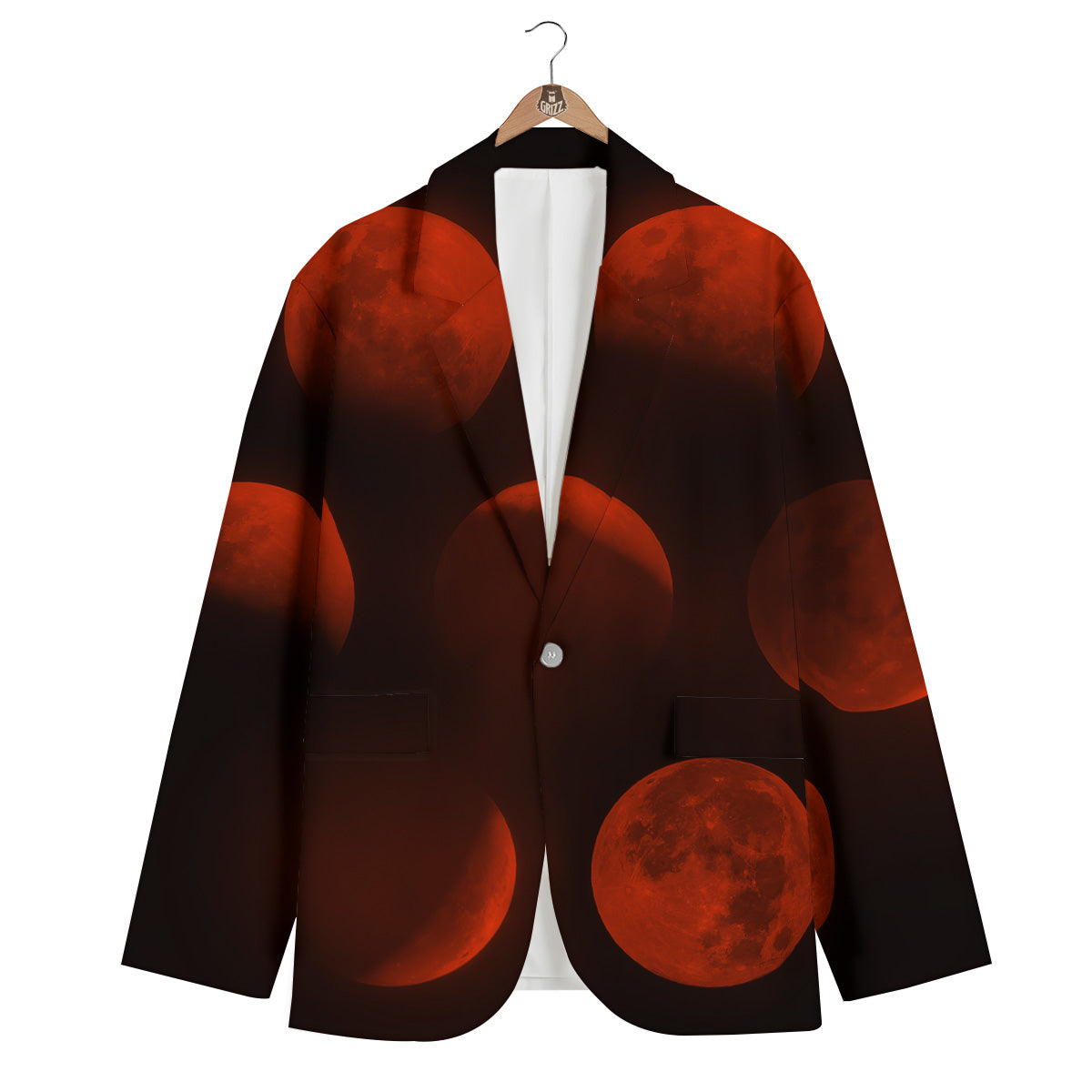 Lunar Phase Blood Moon Print Men's Blazer-grizzshop
