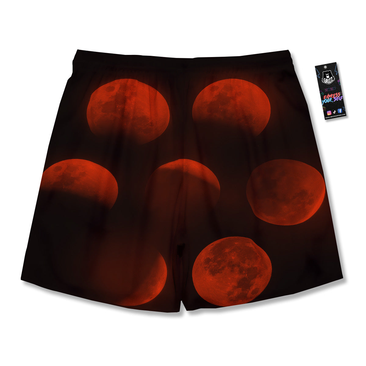 Lunar Phase Blood Moon Print Men's Running Shorts-grizzshop