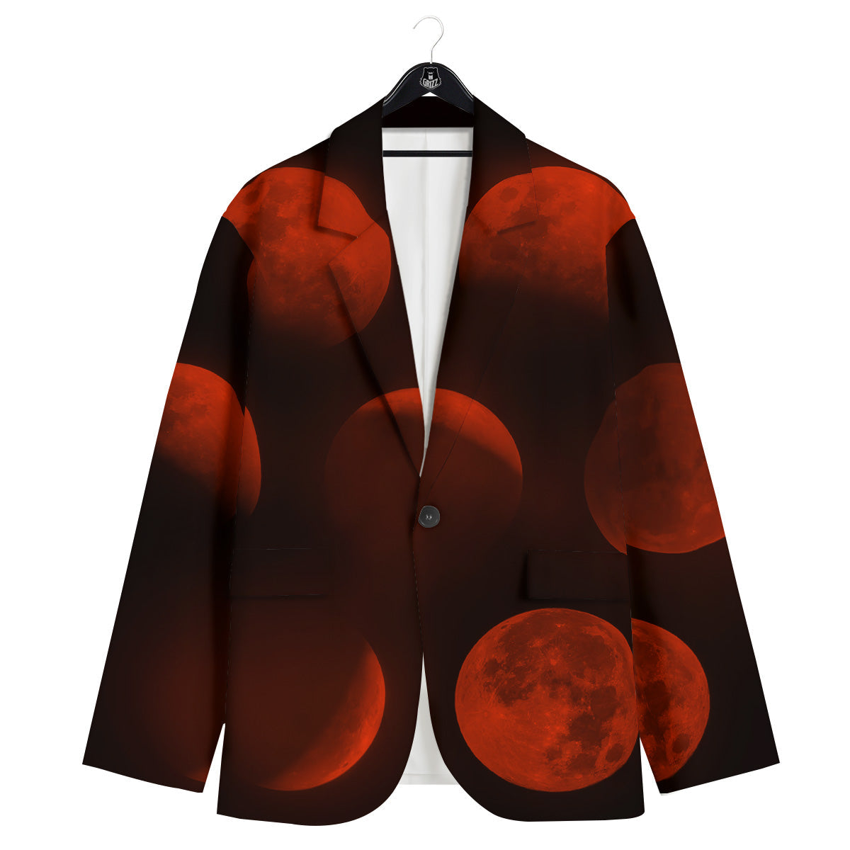 Lunar Phase Blood Moon Print Men's Sport Coat-grizzshop