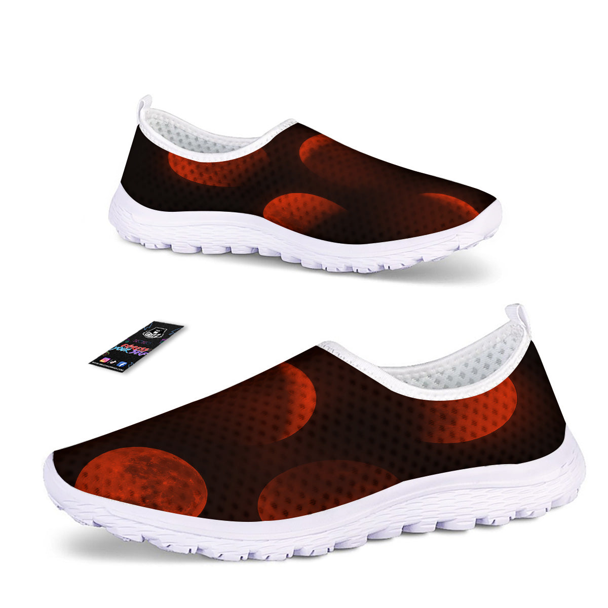 Lunar Phase Blood Moon Print Nurse Shoes-grizzshop