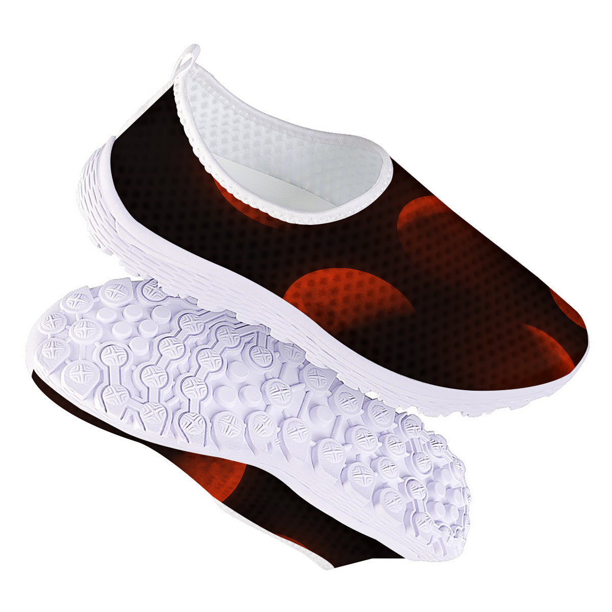 Lunar Phase Blood Moon Print Nurse Shoes-grizzshop
