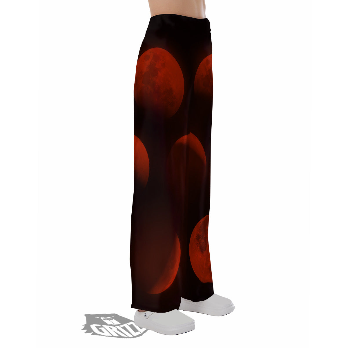 Lunar Phase Blood Moon Print Pajama Pants-grizzshop