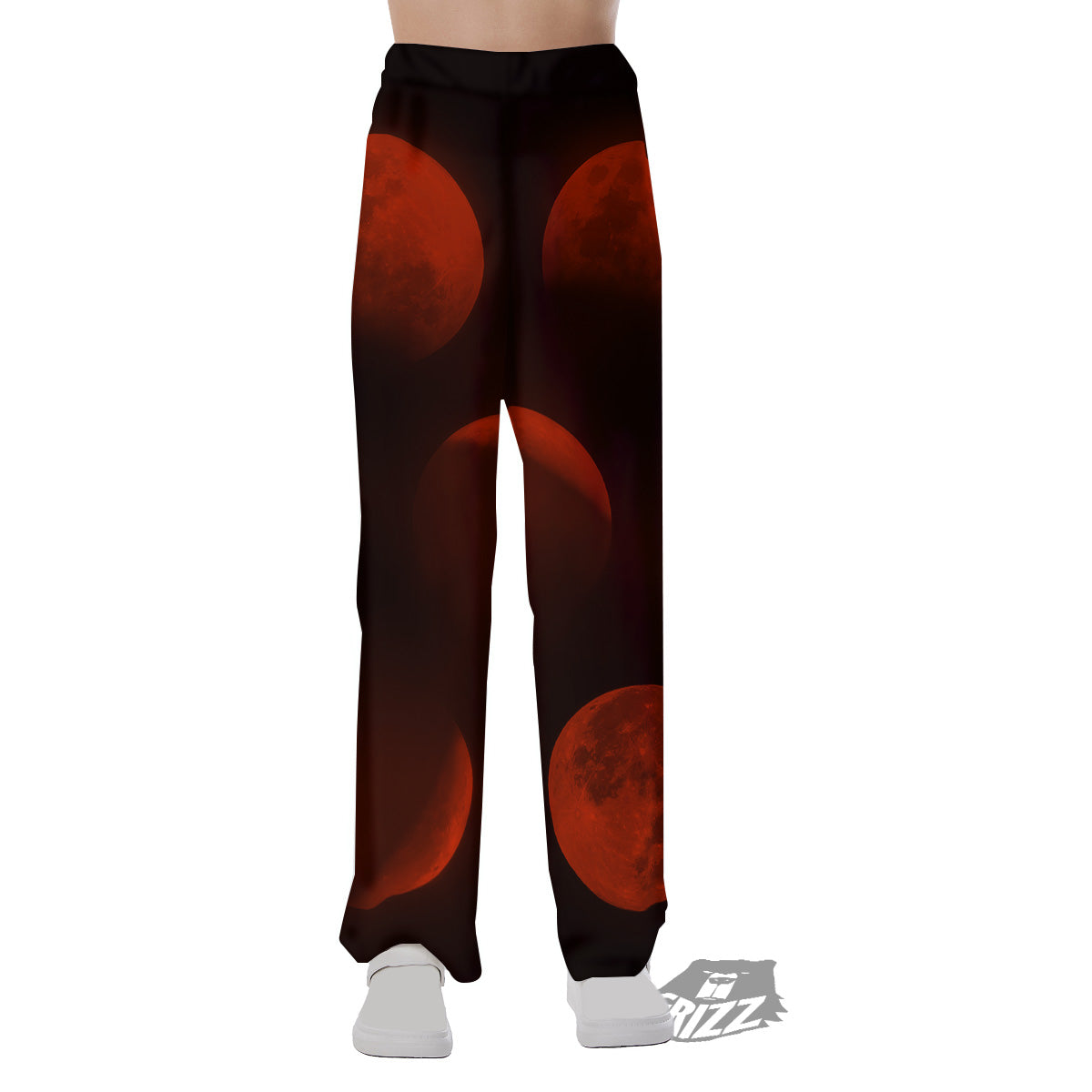 Lunar Phase Blood Moon Print Pajama Pants-grizzshop