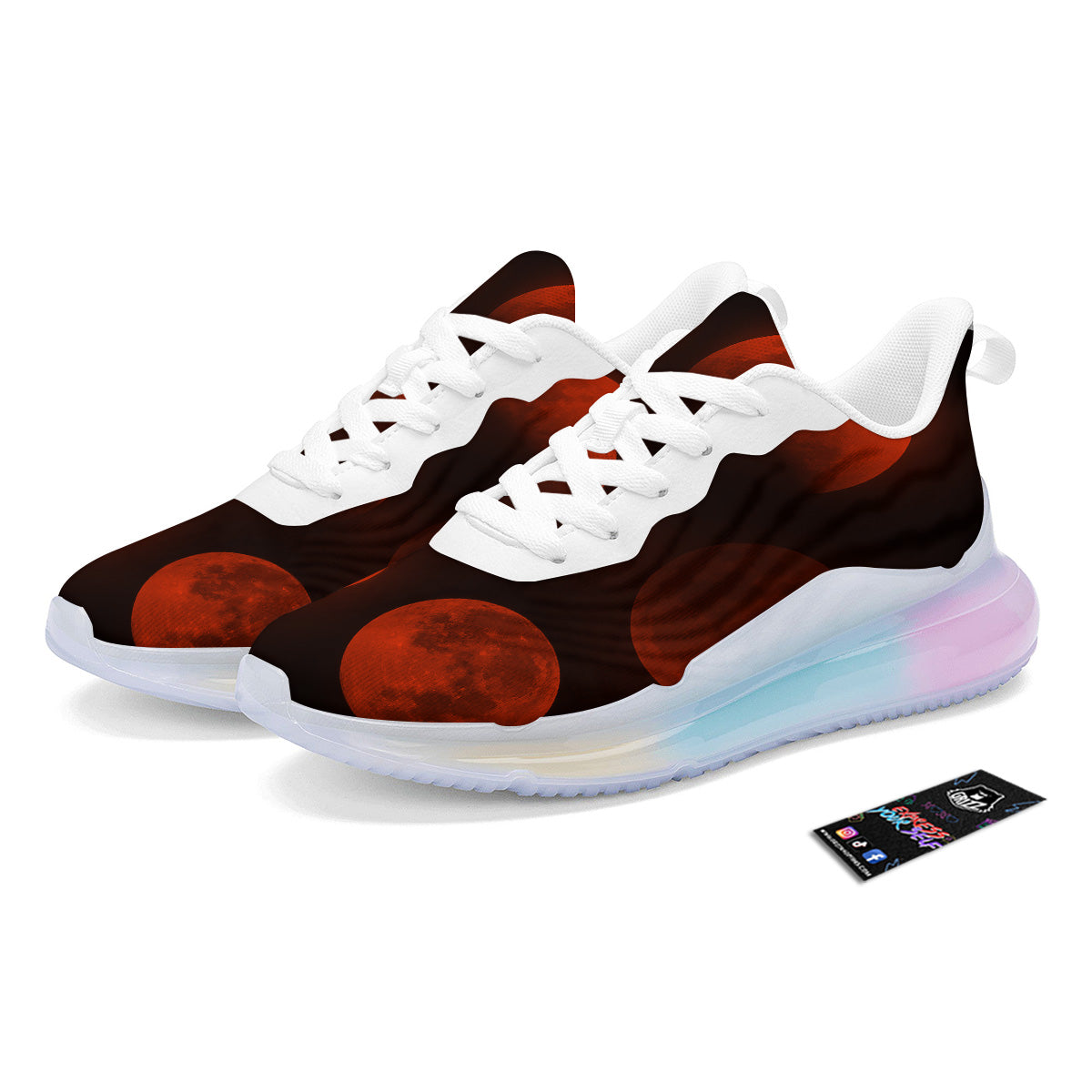 Lunar Phase Blood Moon Print Running Sneakers-grizzshop