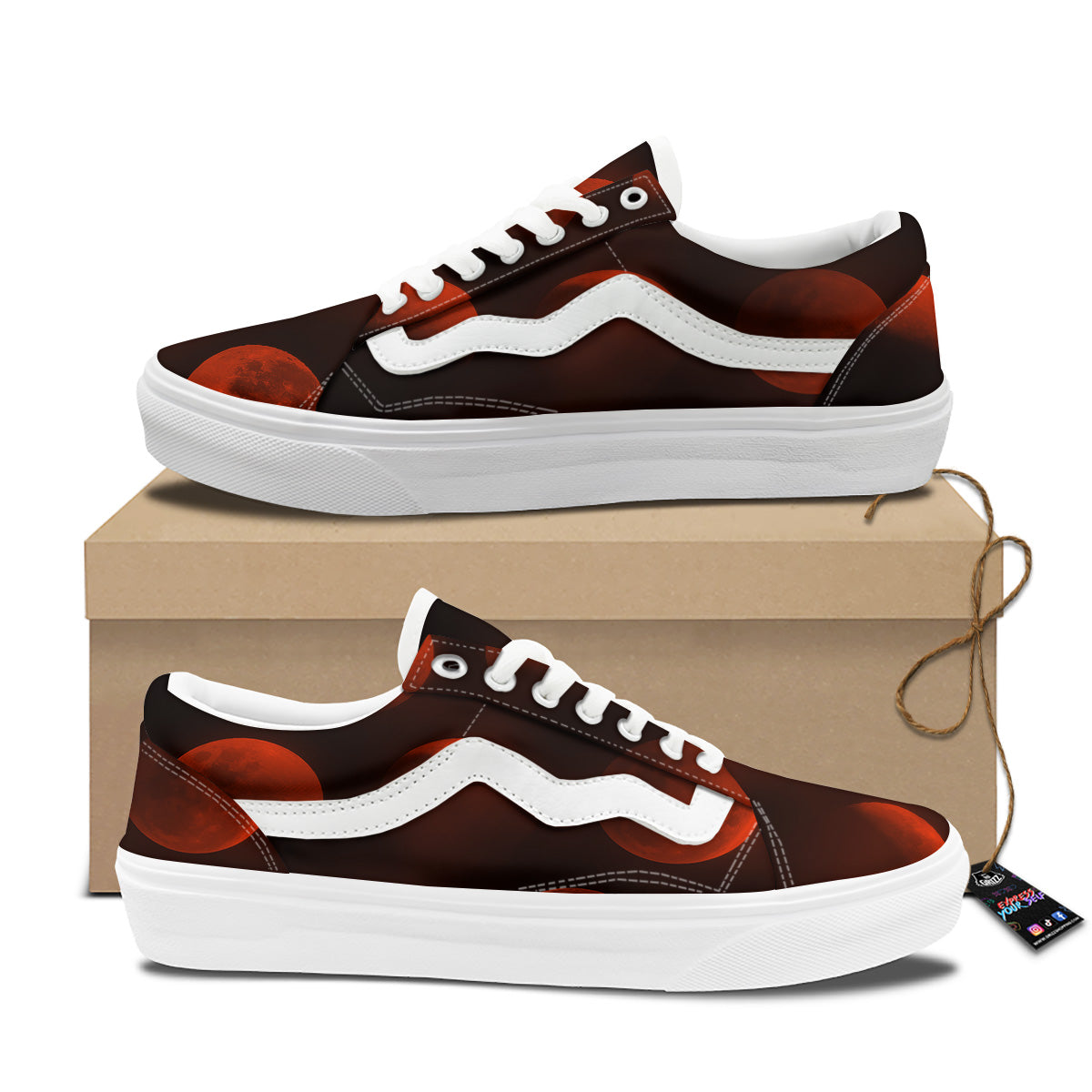 Lunar Phase Blood Moon Print Skate Shoes-grizzshop
