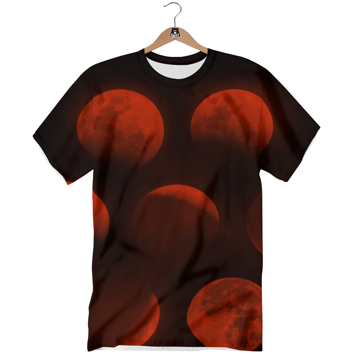 Lunar Phase Blood Moon Print T-Shirt-grizzshop