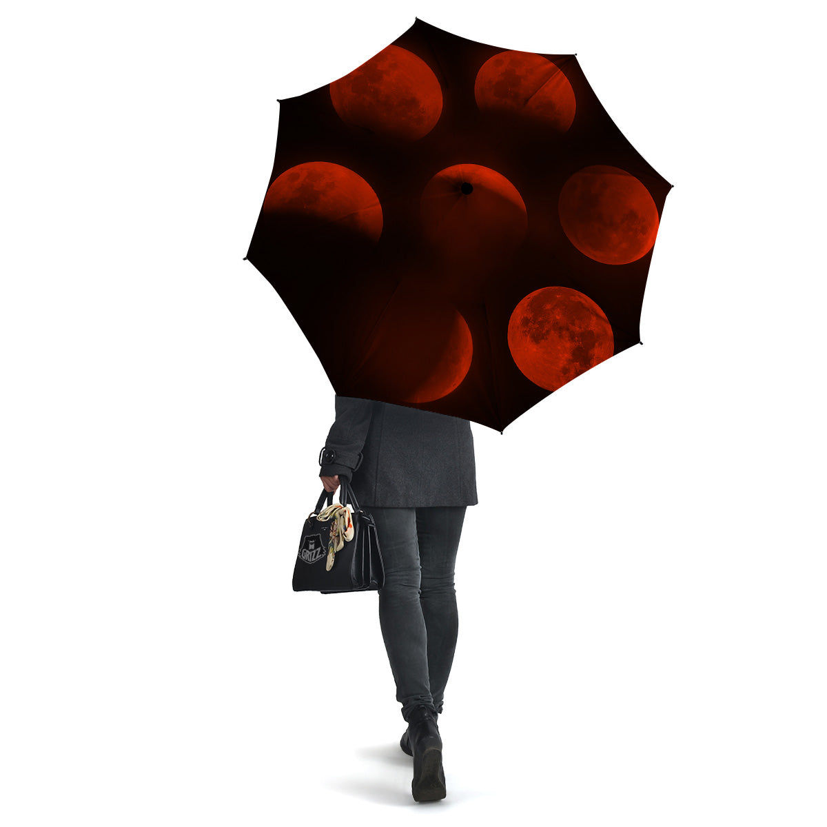 Lunar Phase Blood Moon Print Umbrella-grizzshop