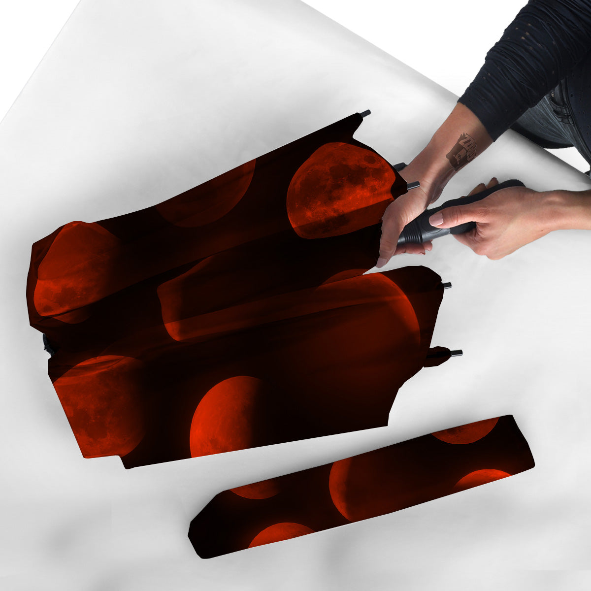 Lunar Phase Blood Moon Print Umbrella-grizzshop