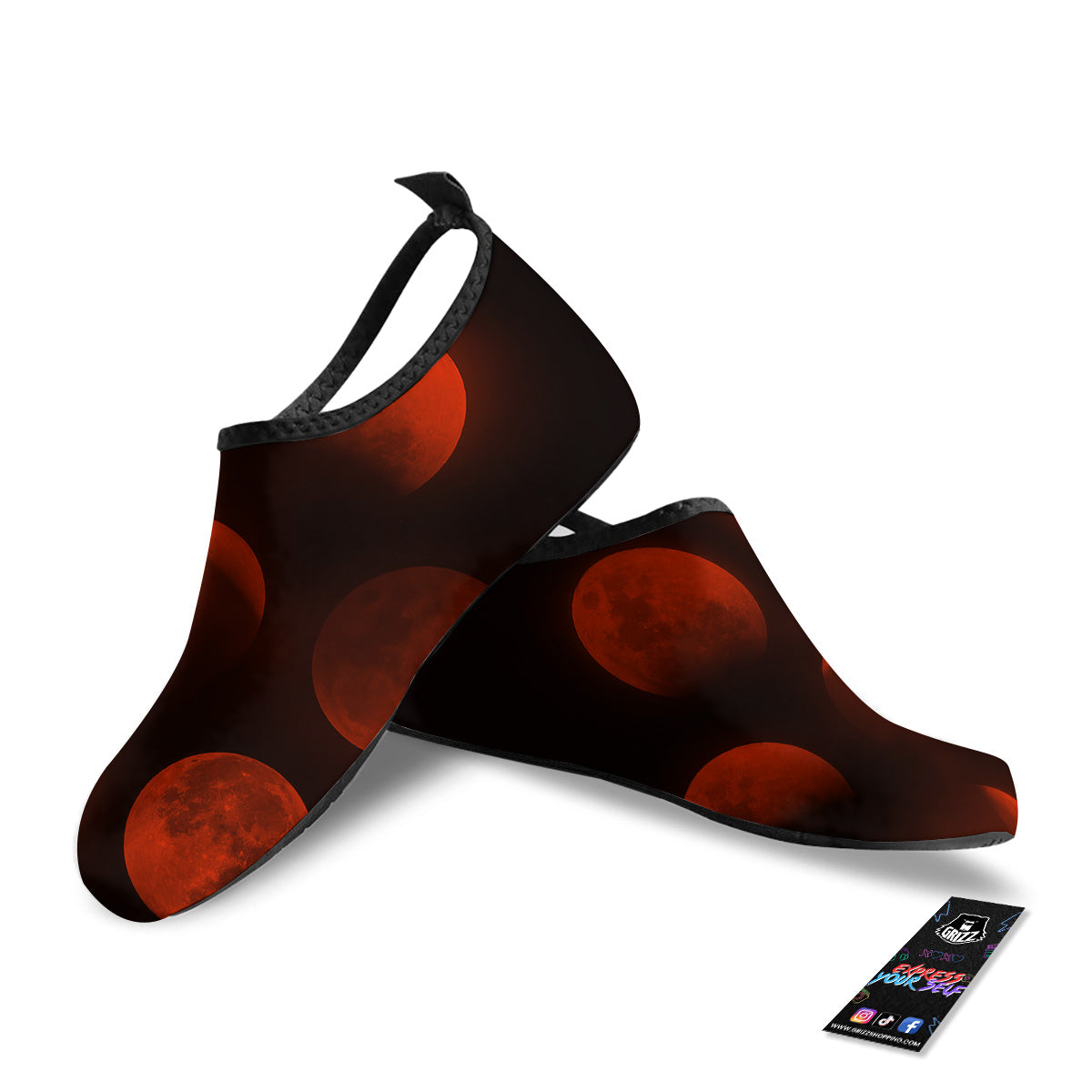 Lunar Phase Blood Moon Print Water Shoes-grizzshop
