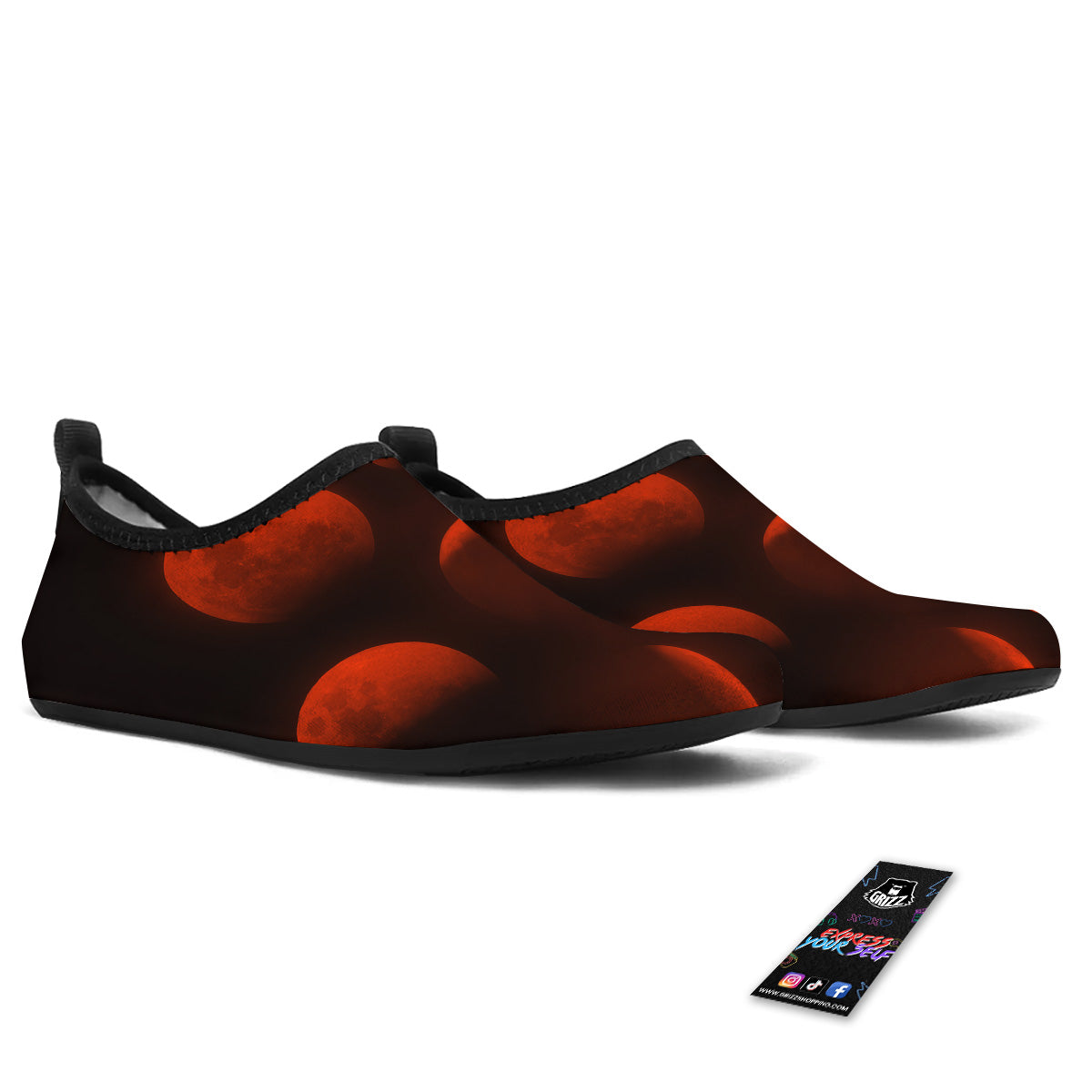 Lunar Phase Blood Moon Print Water Shoes-grizzshop
