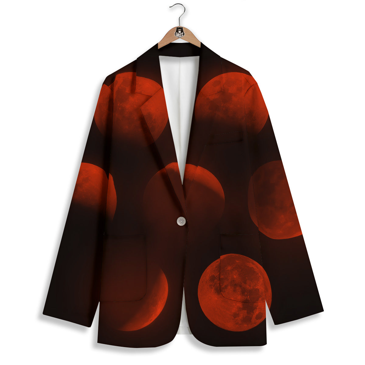 Lunar Phase Blood Moon Print Women's Blazer-grizzshop