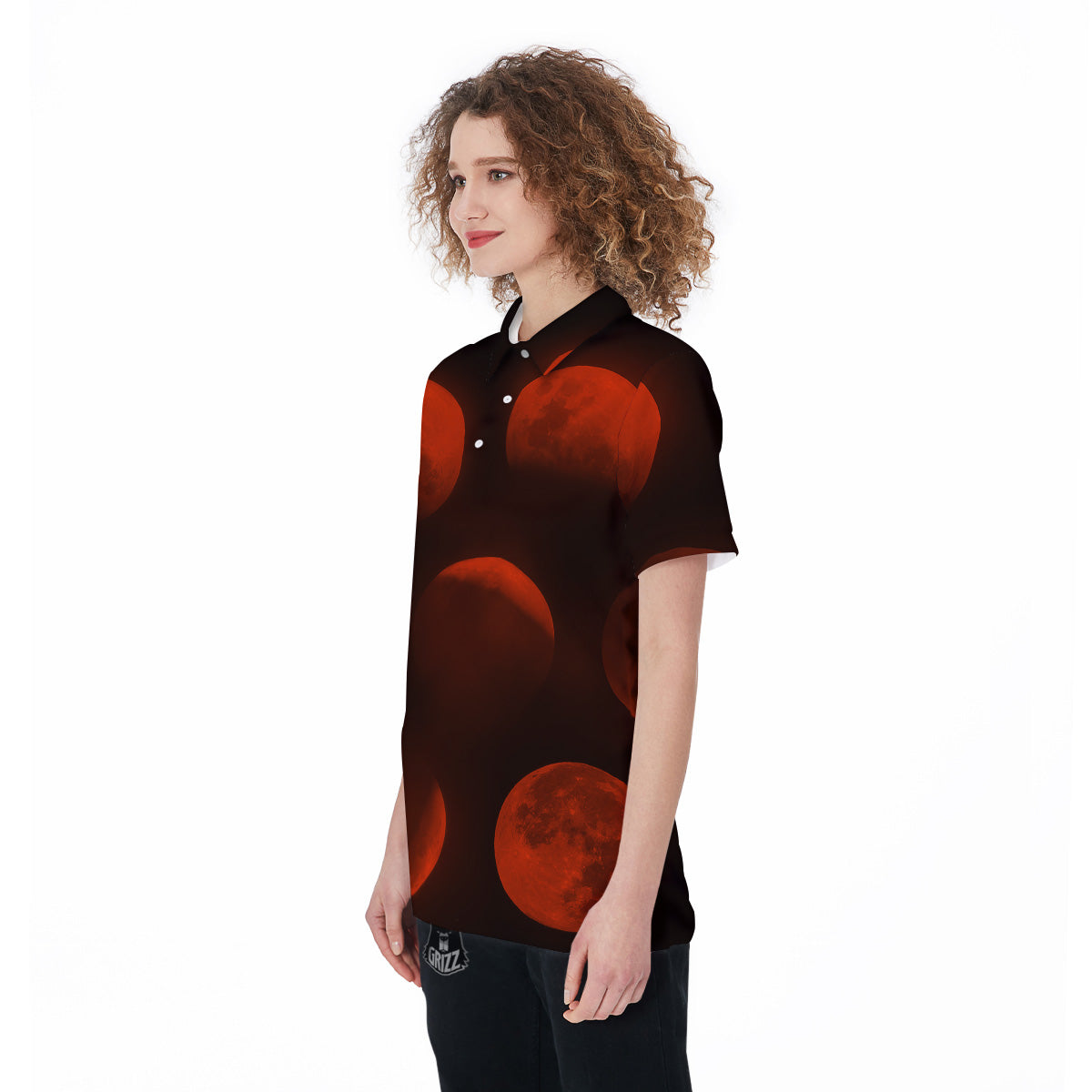 Lunar Phase Blood Moon Print Women's Golf Shirts-grizzshop