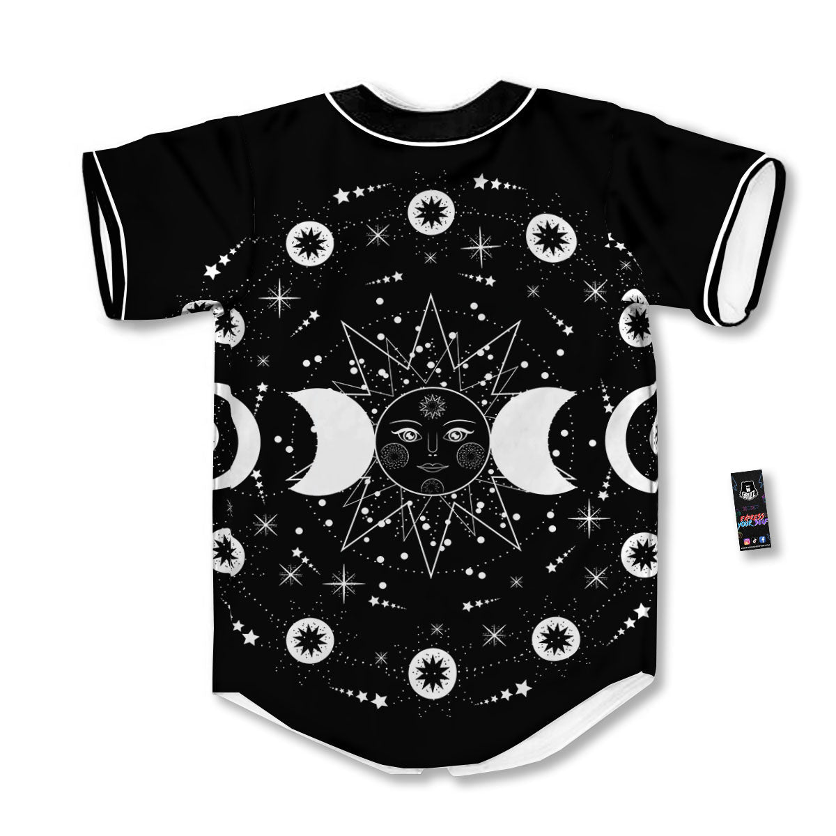 Lunar Phase Galaxy Print Baseball Jersey-grizzshop
