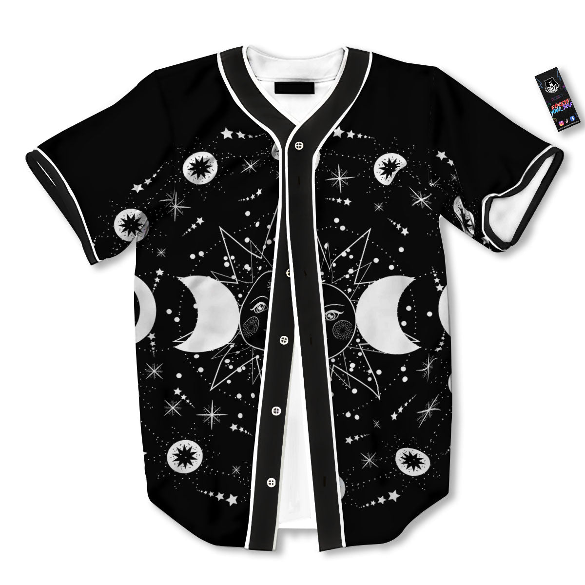 Lunar Phase Galaxy Print Baseball Jersey-grizzshop