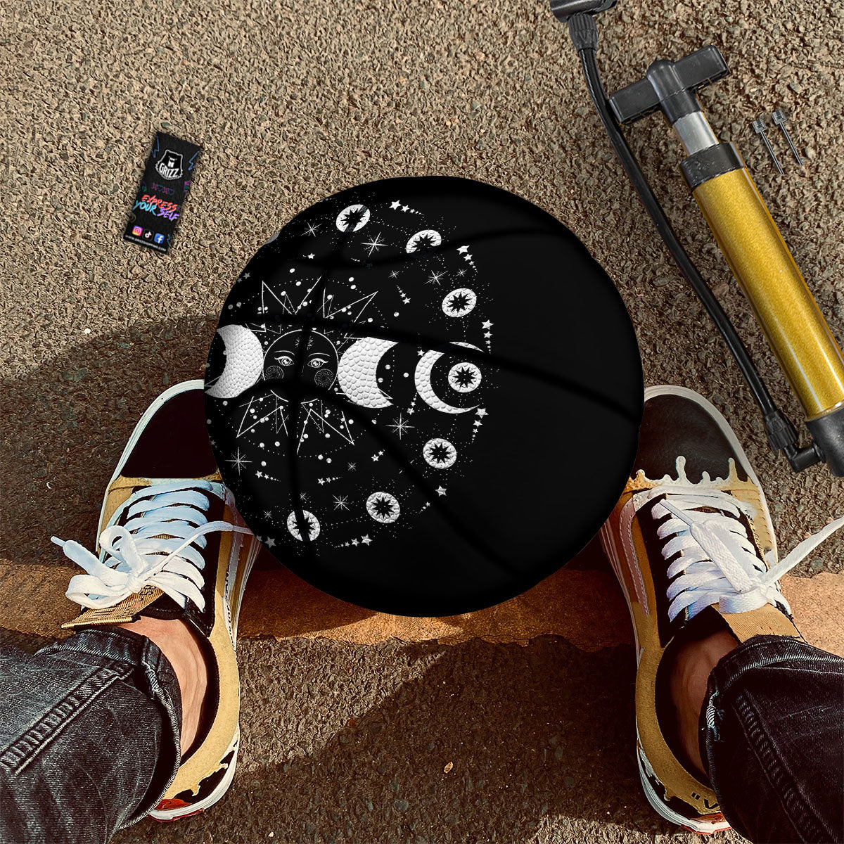 Om Sign Print Pattern Basketball