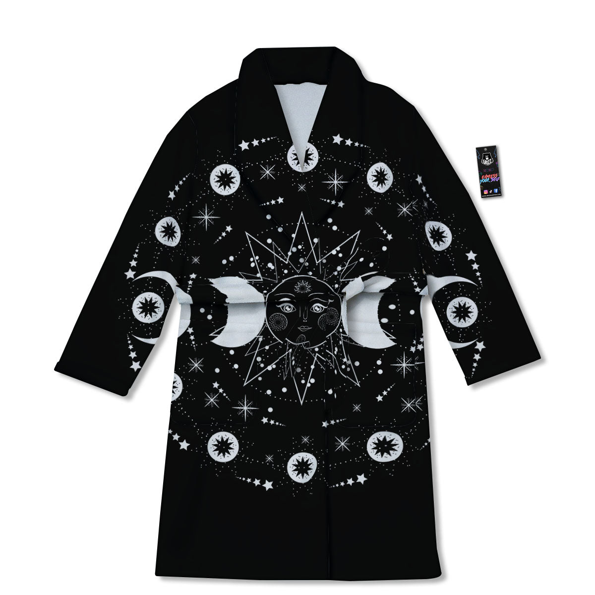 Lunar Phase Galaxy Print Bathrobe-grizzshop
