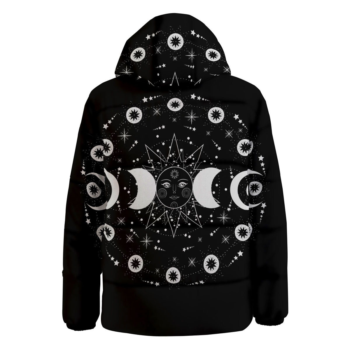 Lunar Phase Galaxy Print Down Jacket-grizzshop
