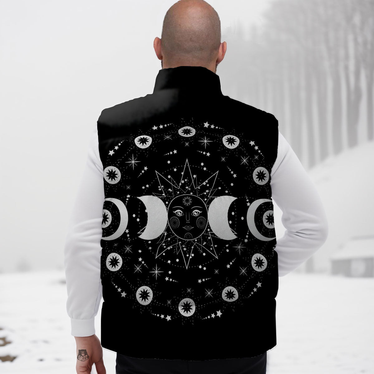 Lunar Phase Galaxy Print Down Vest