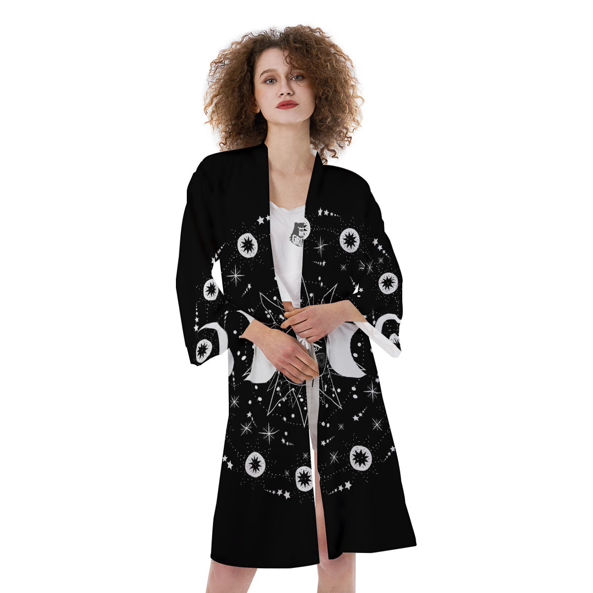 Lunar Phase Galaxy Print Kimono-grizzshop