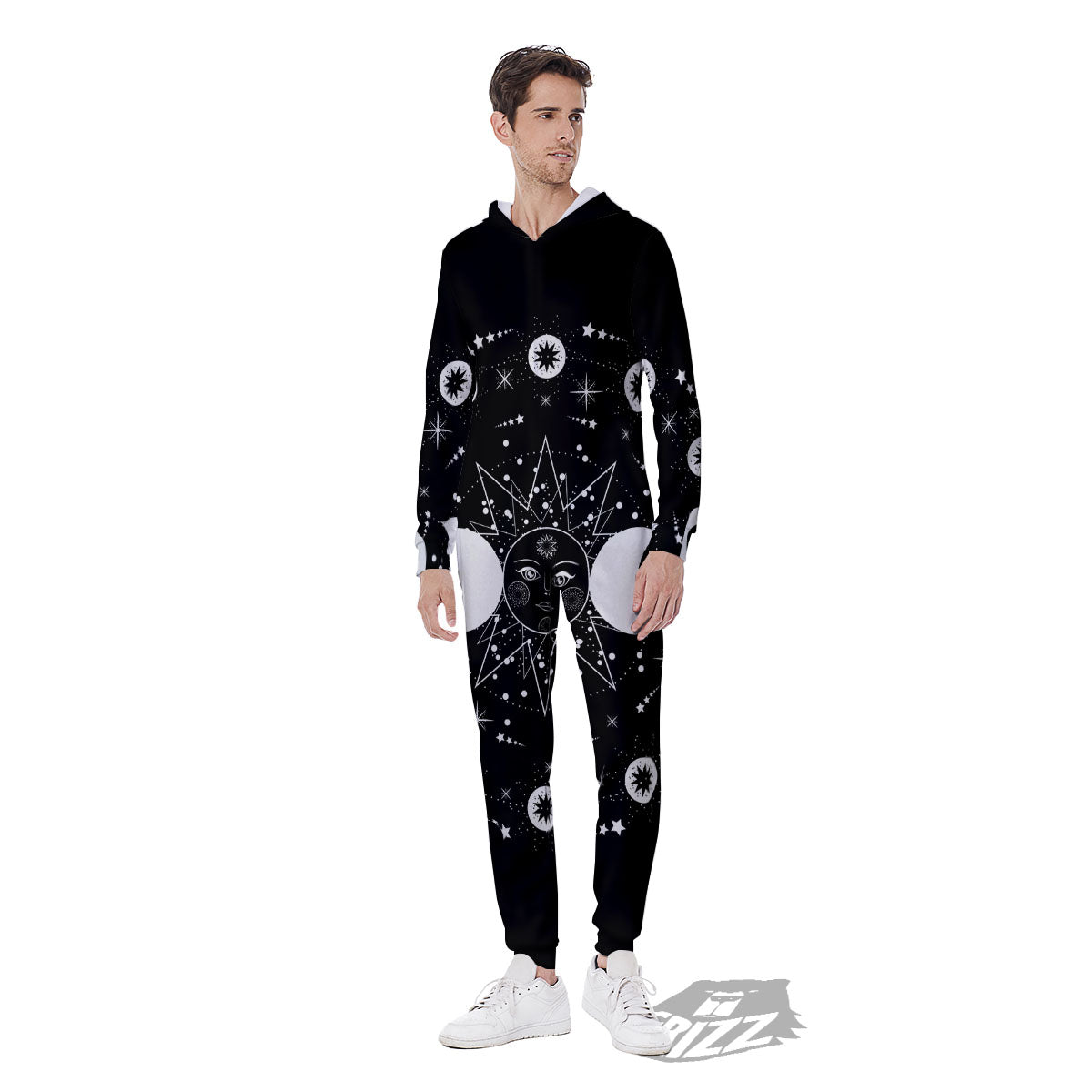Lunar Phase Galaxy Print Men's Jumpsuit-grizzshop