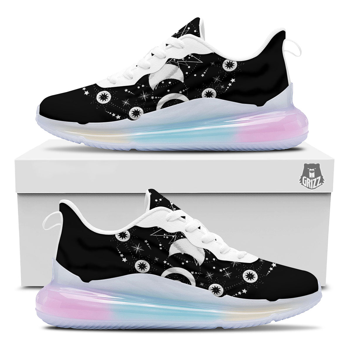 Lunar Phase Galaxy Print Running Sneakers-grizzshop
