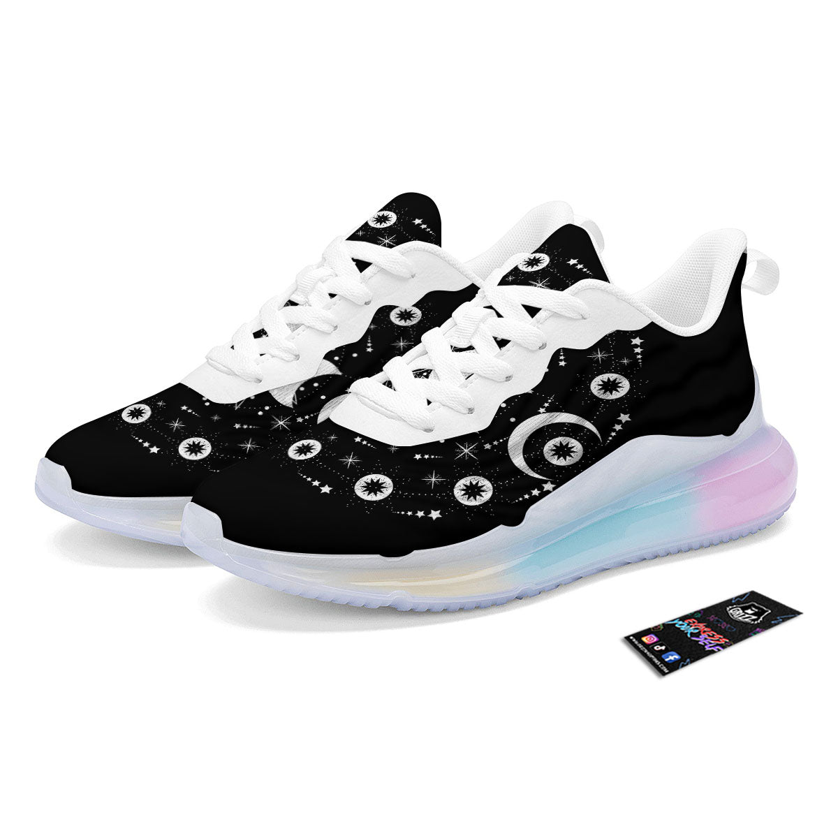 Lunar Phase Galaxy Print Running Sneakers-grizzshop