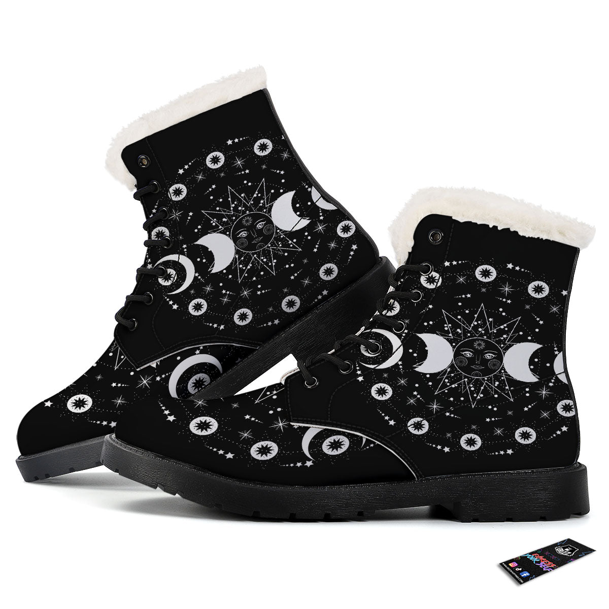 Lunar Phase Galaxy Print Winter Boots-grizzshop