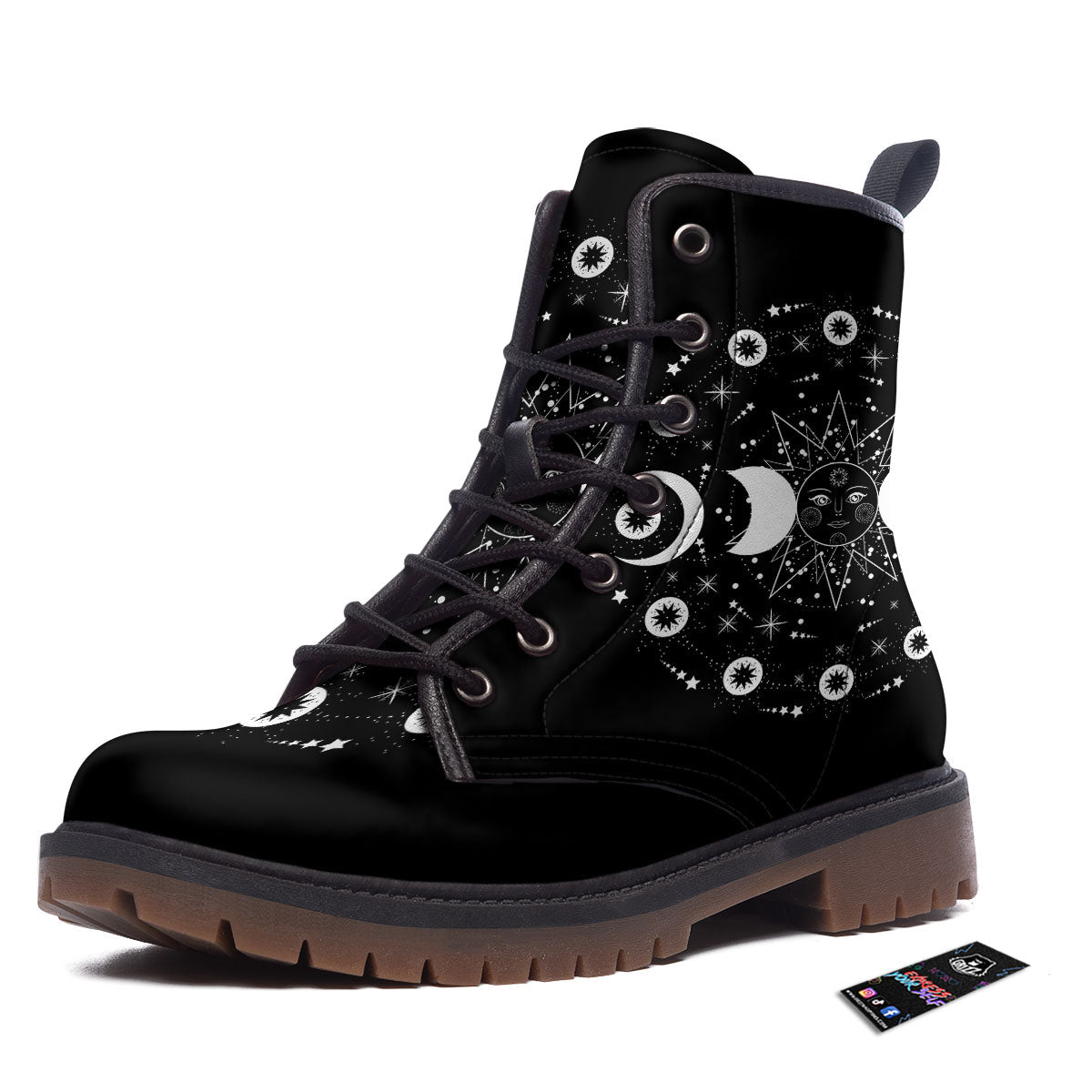 Lunar Phase Galaxy Print Work Boots-grizzshop