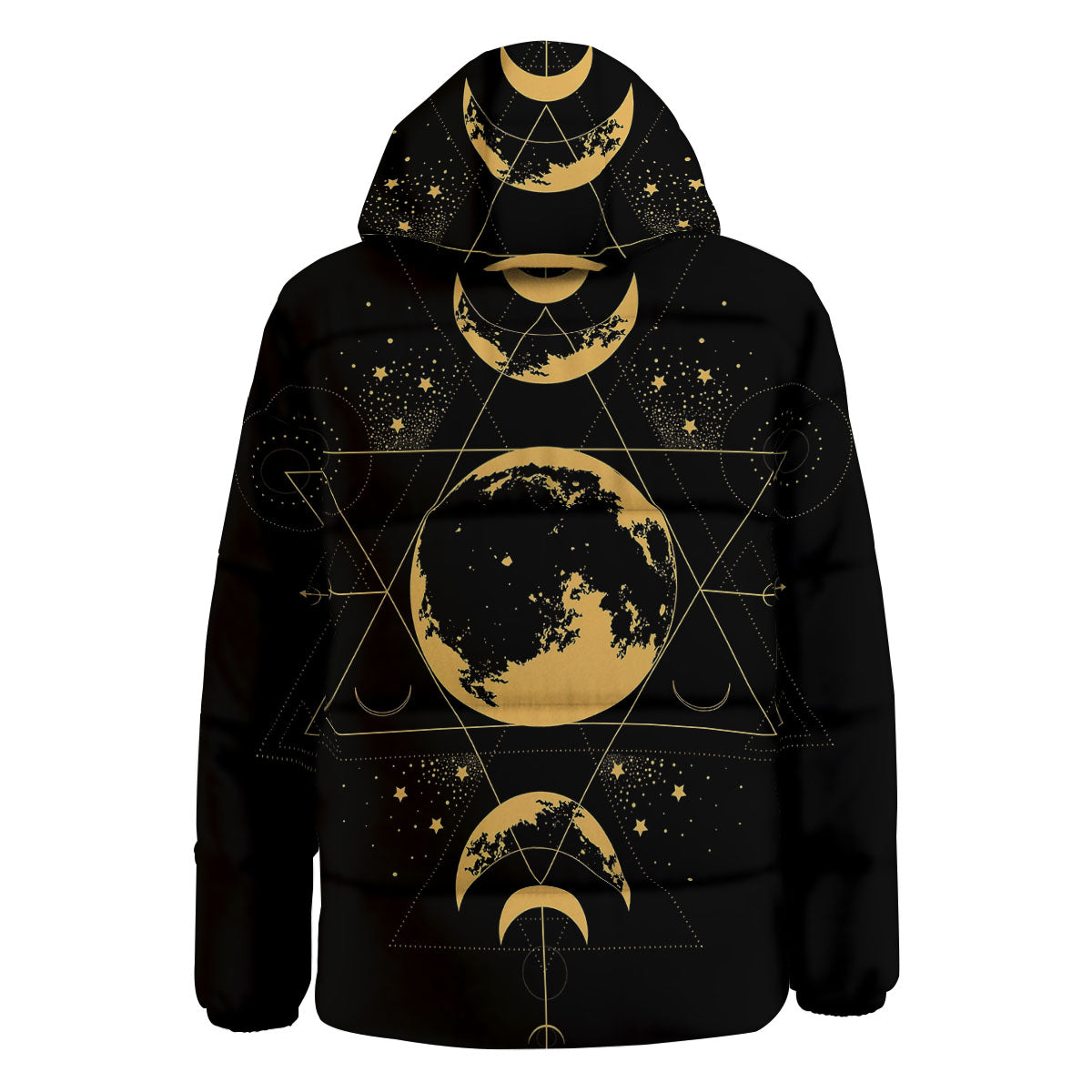 Lunar Phase Mystical Print Down Jacket-grizzshop