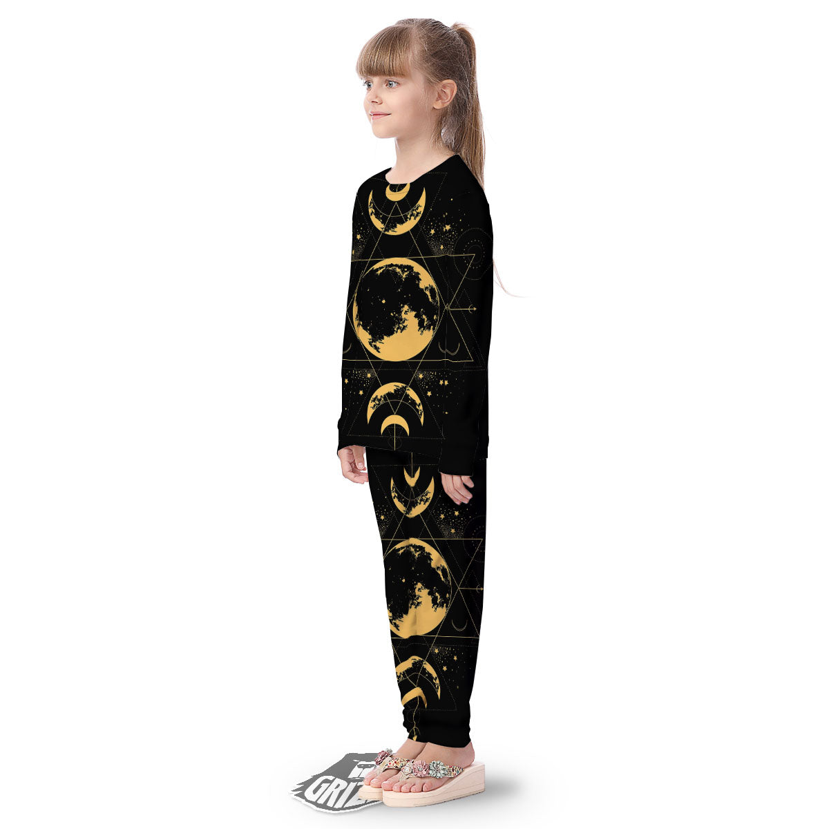 Lunar Phase Mystical Print Kid's Pajamas-grizzshop