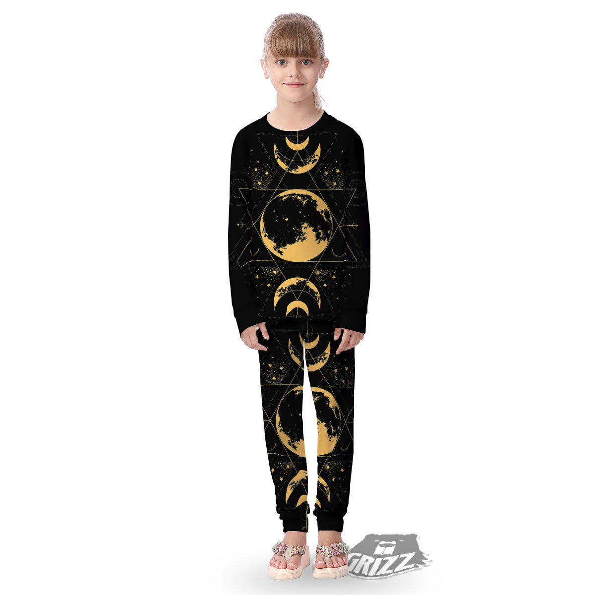 Lunar Phase Mystical Print Kid's Pajamas-grizzshop