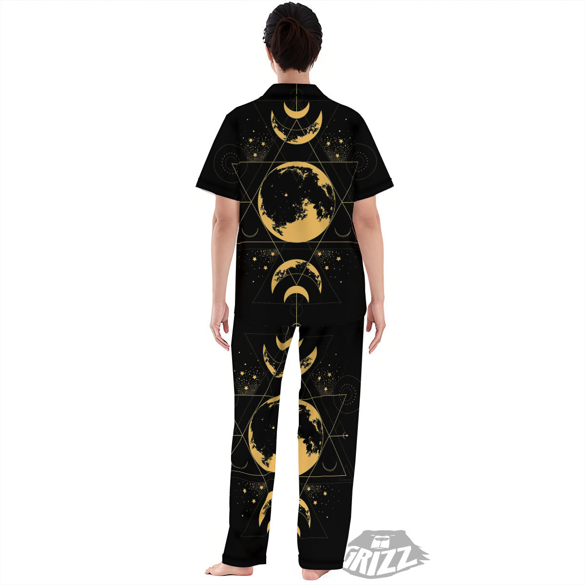 Lunar Phase Mystical Print Women's Pajamas Set-grizzshop