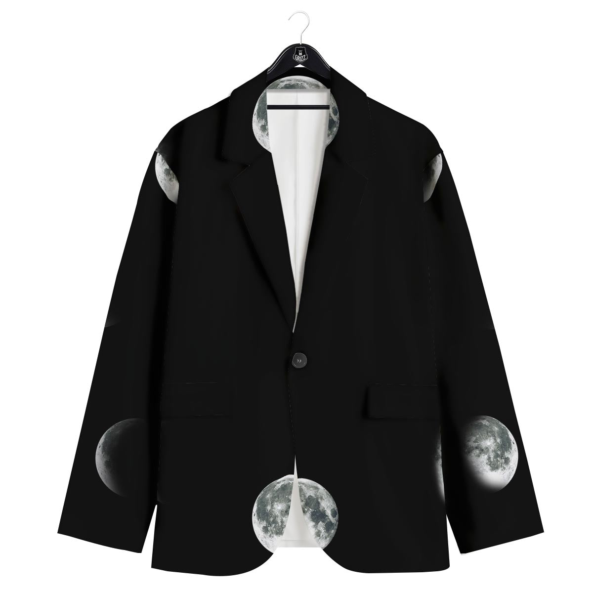 Lunar Phase Starry Sky Print Men's Sport Coat-grizzshop