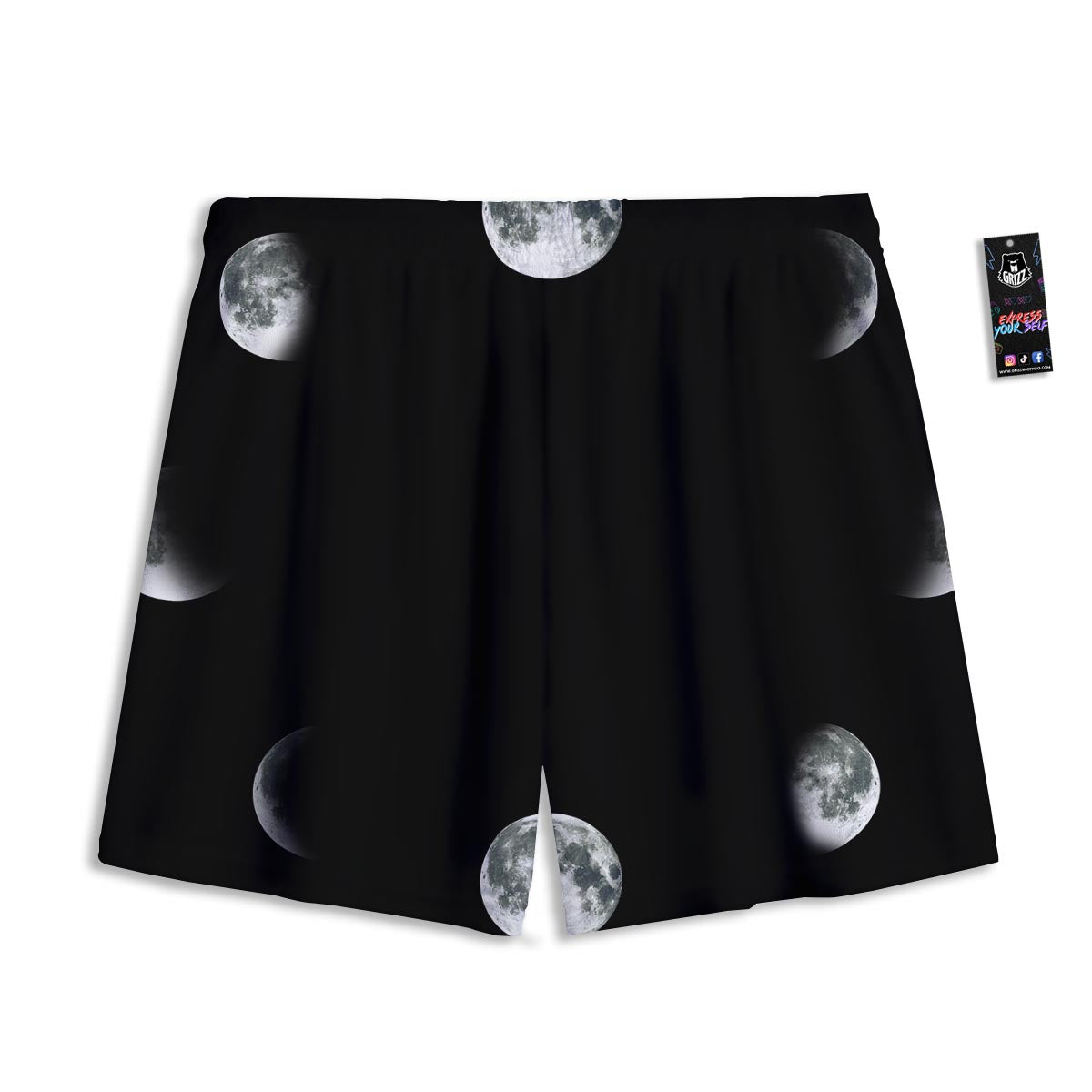 Lunar Phase Starry Sky Print Mesh Shorts