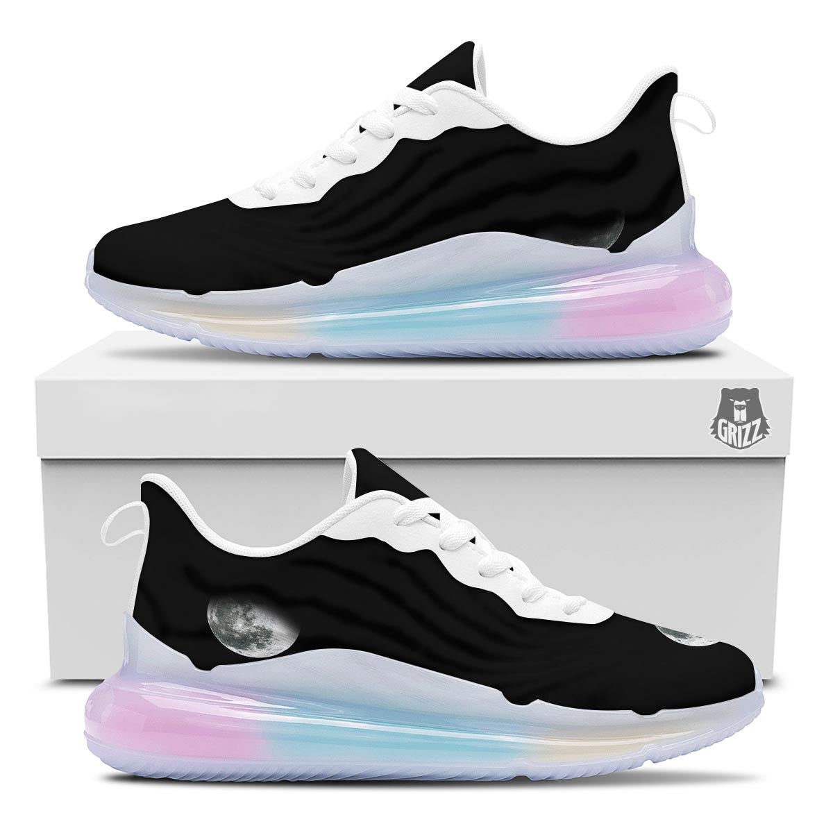Lunar Phase Starry Sky Print Running Sneakers-grizzshop