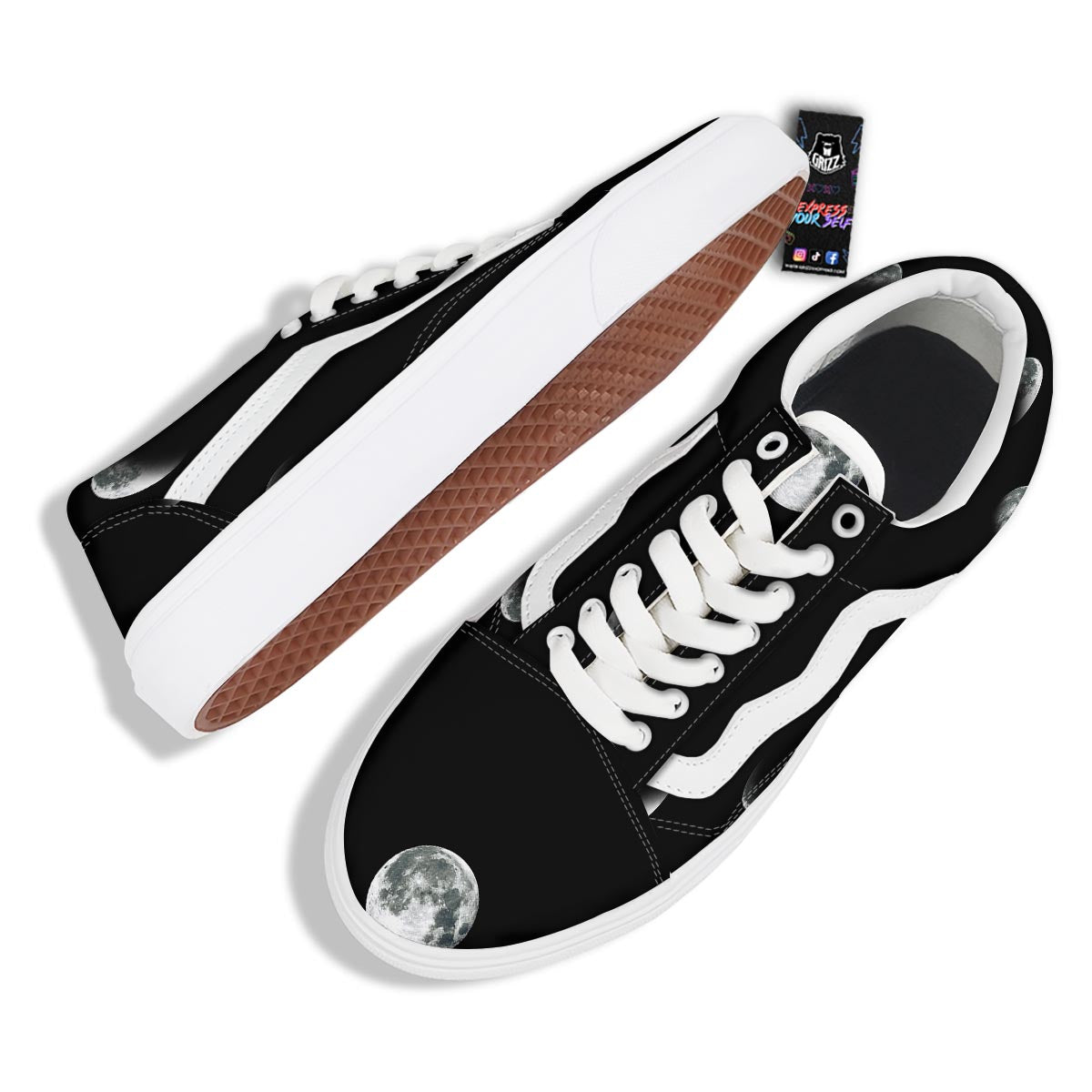 Lunar Phase Starry Sky Print Skate Shoes-grizzshop