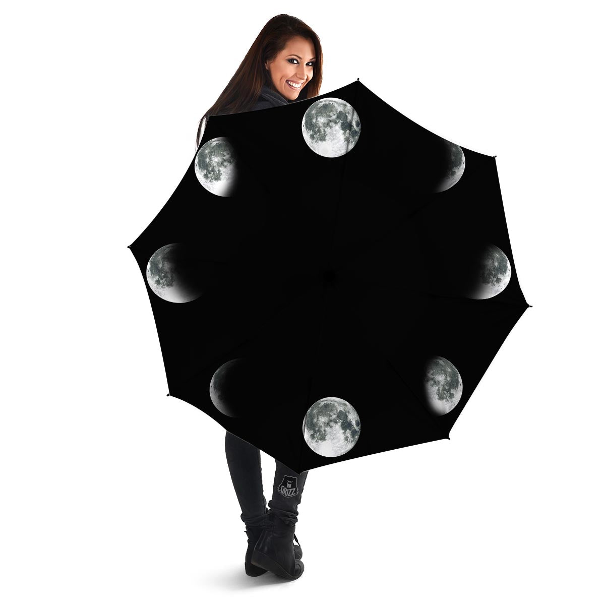 Lunar Phase Starry Sky Print Umbrella-grizzshop