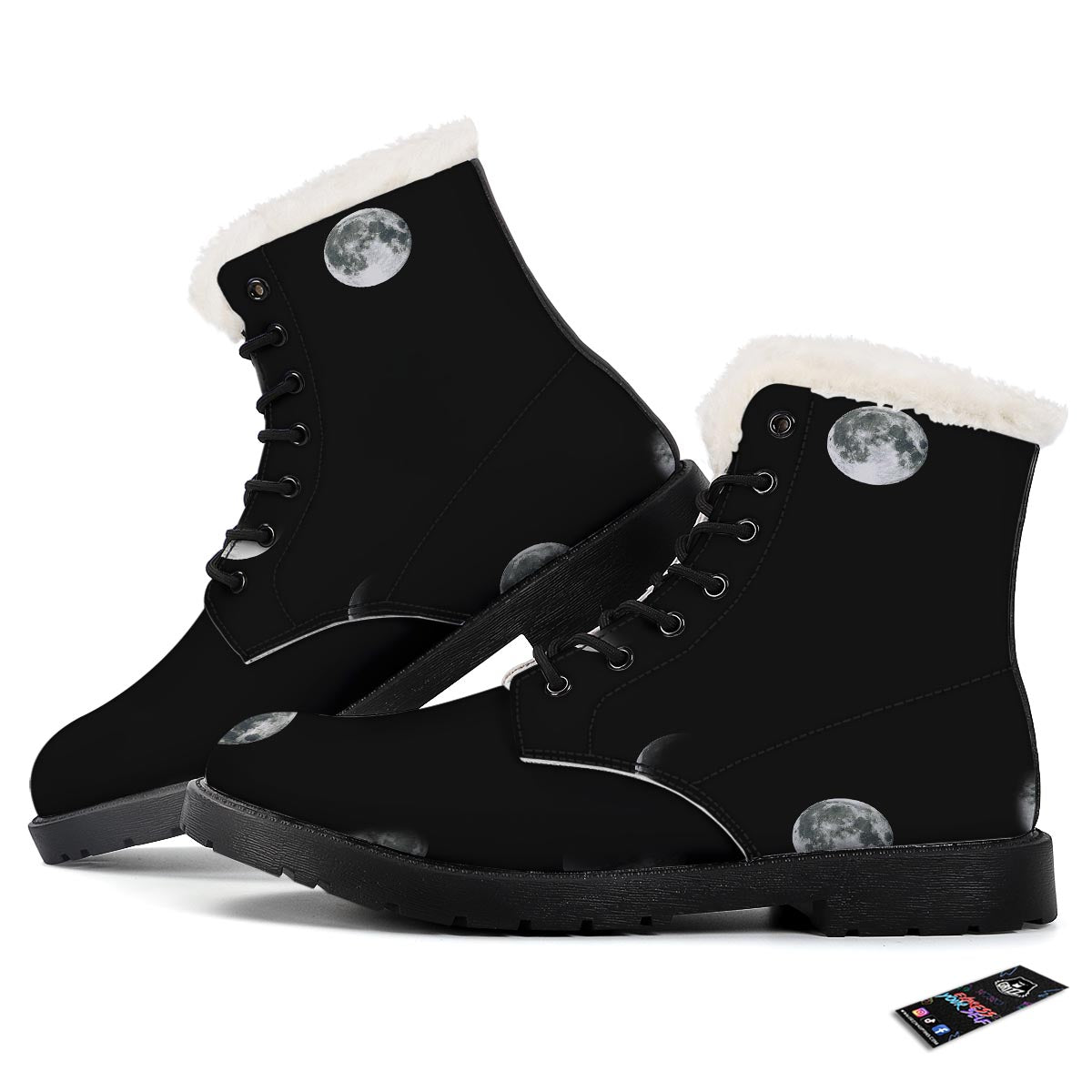 Lunar Phase Starry Sky Print Winter Boots-grizzshop
