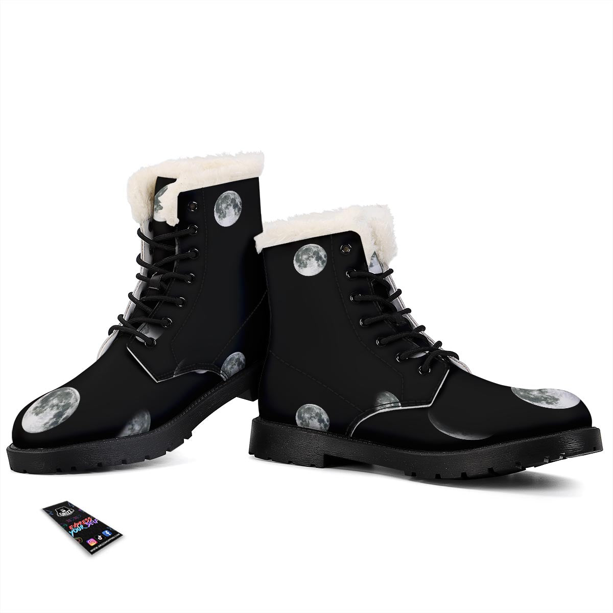 Lunar Phase Starry Sky Print Winter Boots-grizzshop