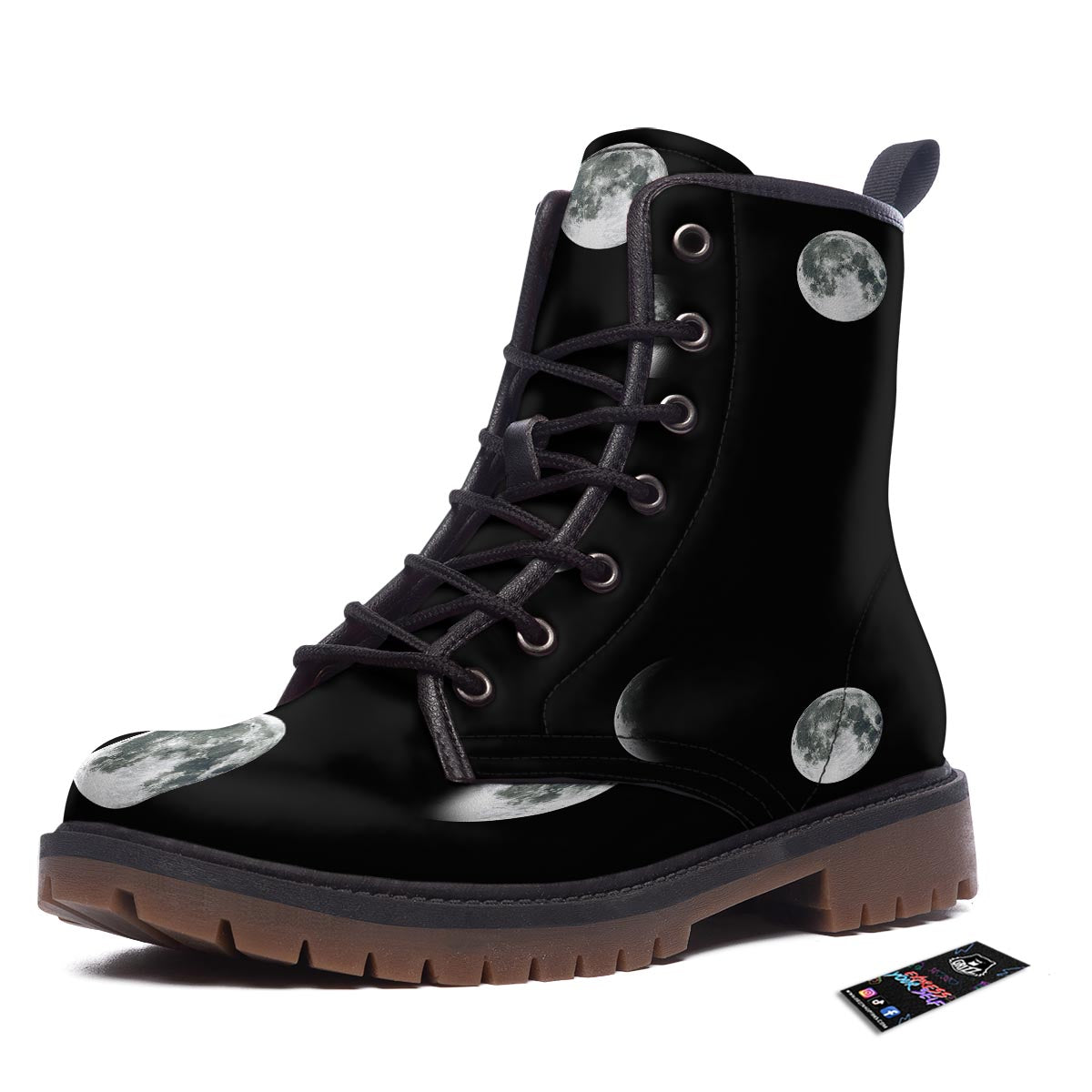 Lunar Phase Starry Sky Print Work Boots-grizzshop