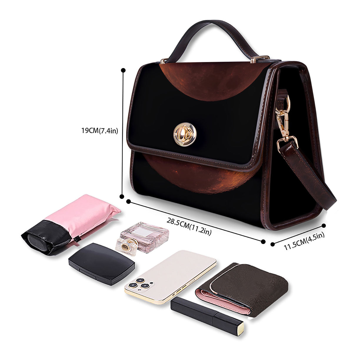 Lunar Cycle Eclipse Print Women's Satchel Bag