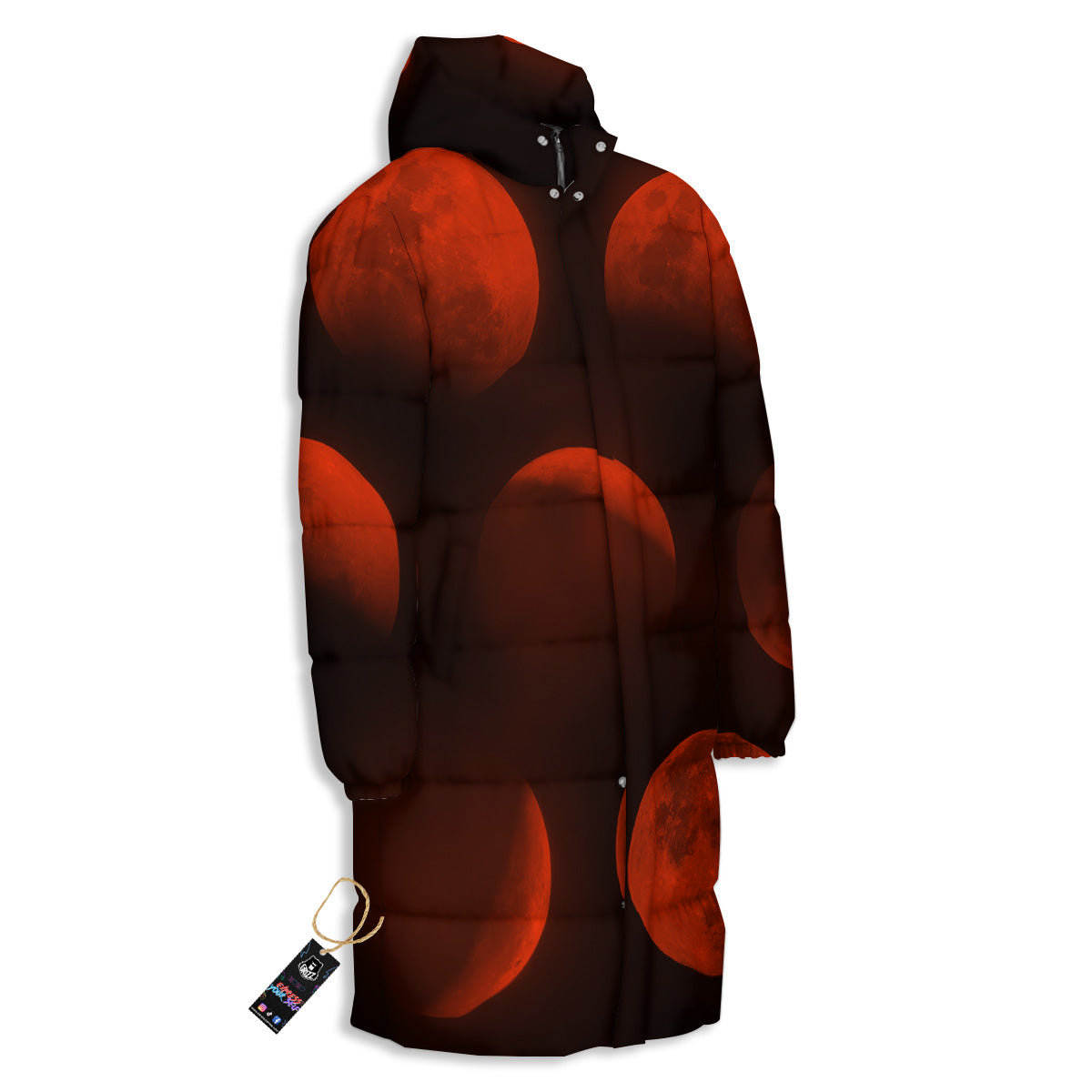 Lunar Phase Blood Moon Print Long Down Jacket